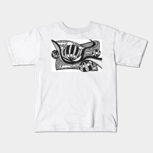 Illustration black and white handmade hot air balloons patterns Kids T-Shirt